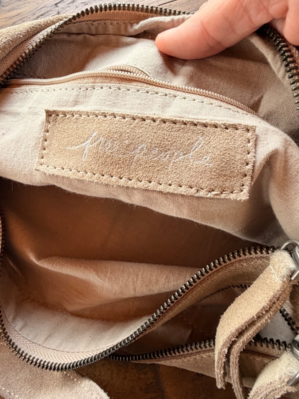 Free People Samara Suede Sling Bag Rock Salt Neutral Crossbody Belt Bag - Picture 9 of 10